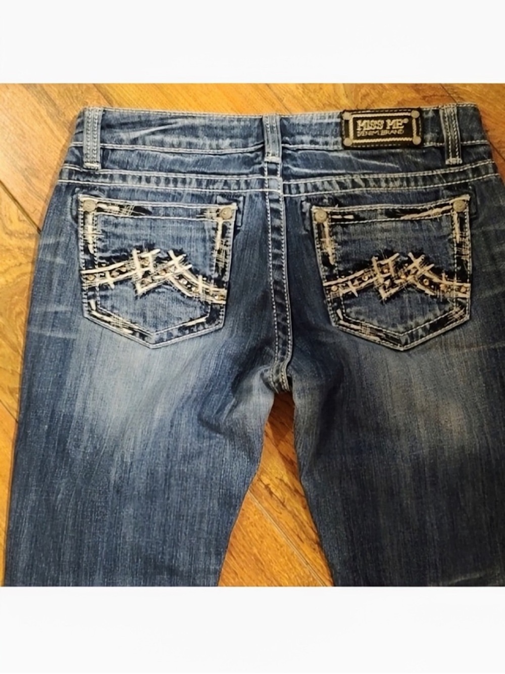 Gorgeous Y2K Miss Me Straight Jeans With Embellished Pockets 33” Inseam